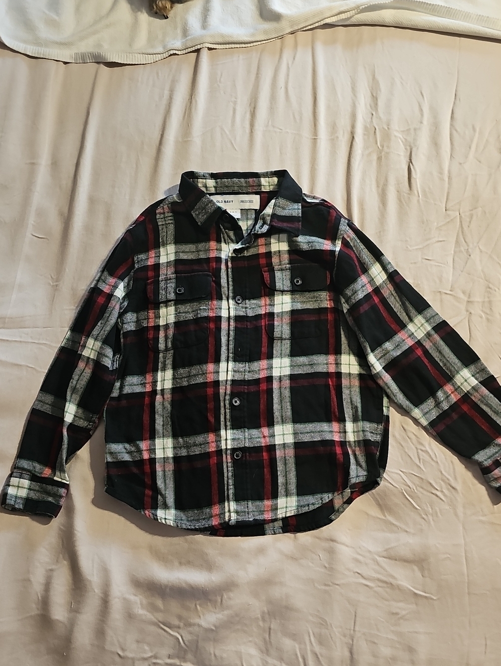 Old Navy Black, Red and White Plaid Button-Down Shirt